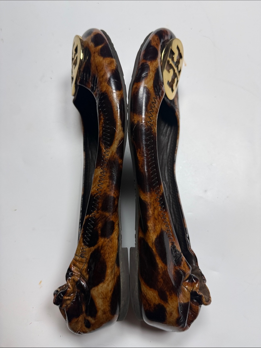 Tory Burch Patent Leather Leopard 'Reva' Ballet Flats S-555 Sz 8.5 - Picture 5 of 8
